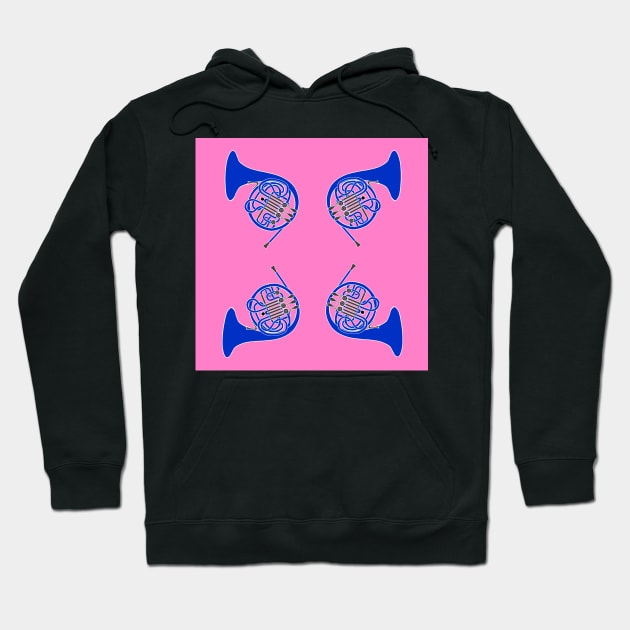 French Horn Pattern blue and Pink Hoodie by Ric1926